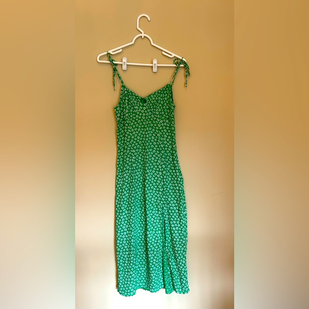 “Divided” Maxi Dress Tropical Flower Print